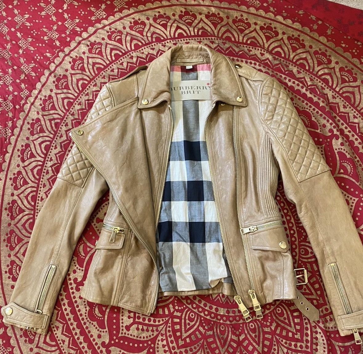 Burberry Burberry leather jacket - Burberry Leather Biker Jacket Size S / US 4 / IT 40 - 1 Thumbnail