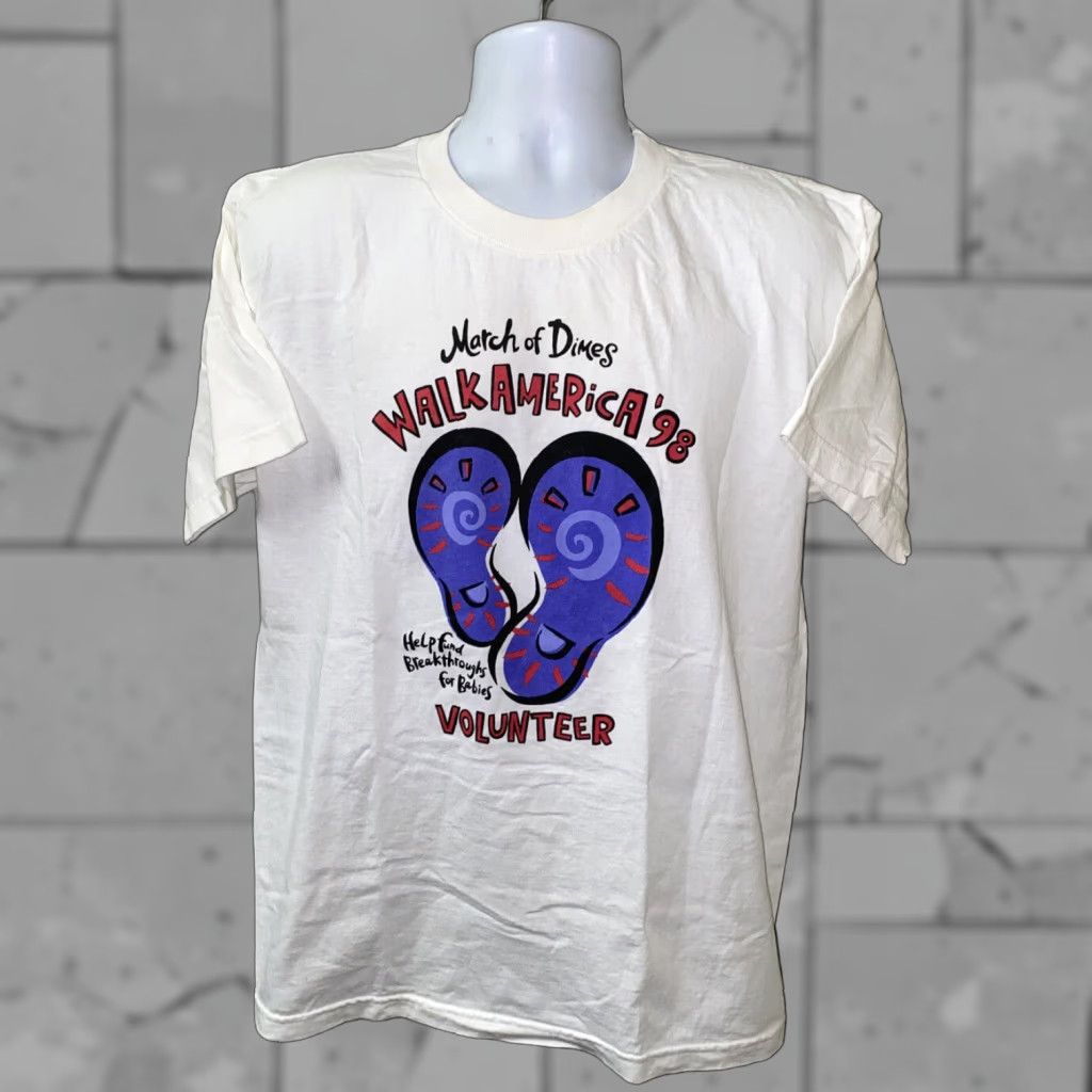 Dime Waltco T-Shirt Men Solid Short Sleeve White March Of Dimes Volunteer Size Large Size US L / EU 52-54 / 3 - 1 Thumbnail