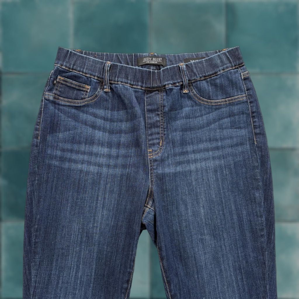 Denime Judy Blue Skinny Jeans Womens 13/31 Blue Dark Wash Slim Stretch Denim Pull On Size 24" / US 00 / IT 34 - 1 Thumbnail