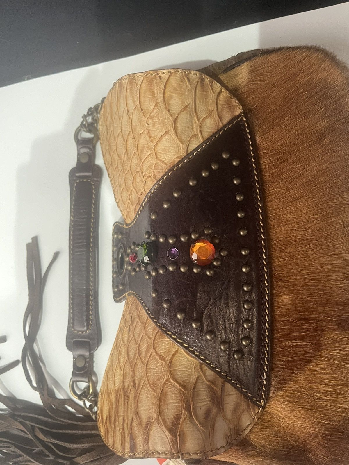Japanese Brand × Vintage Alaluna Vintage Fur Leather Gem Mini-Bag Size ONE SIZE - 5 Thumbnail