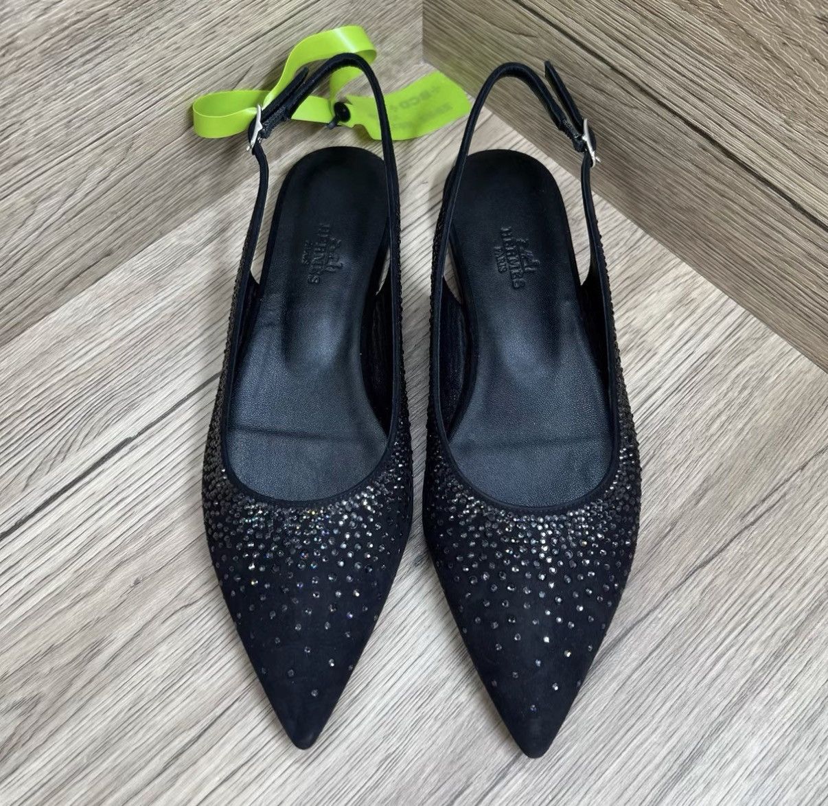 Hermes Hermes Black Crystal Pointed-toe Flat Shoes J41 Size US 6 / IT 36 - 3 Thumbnail