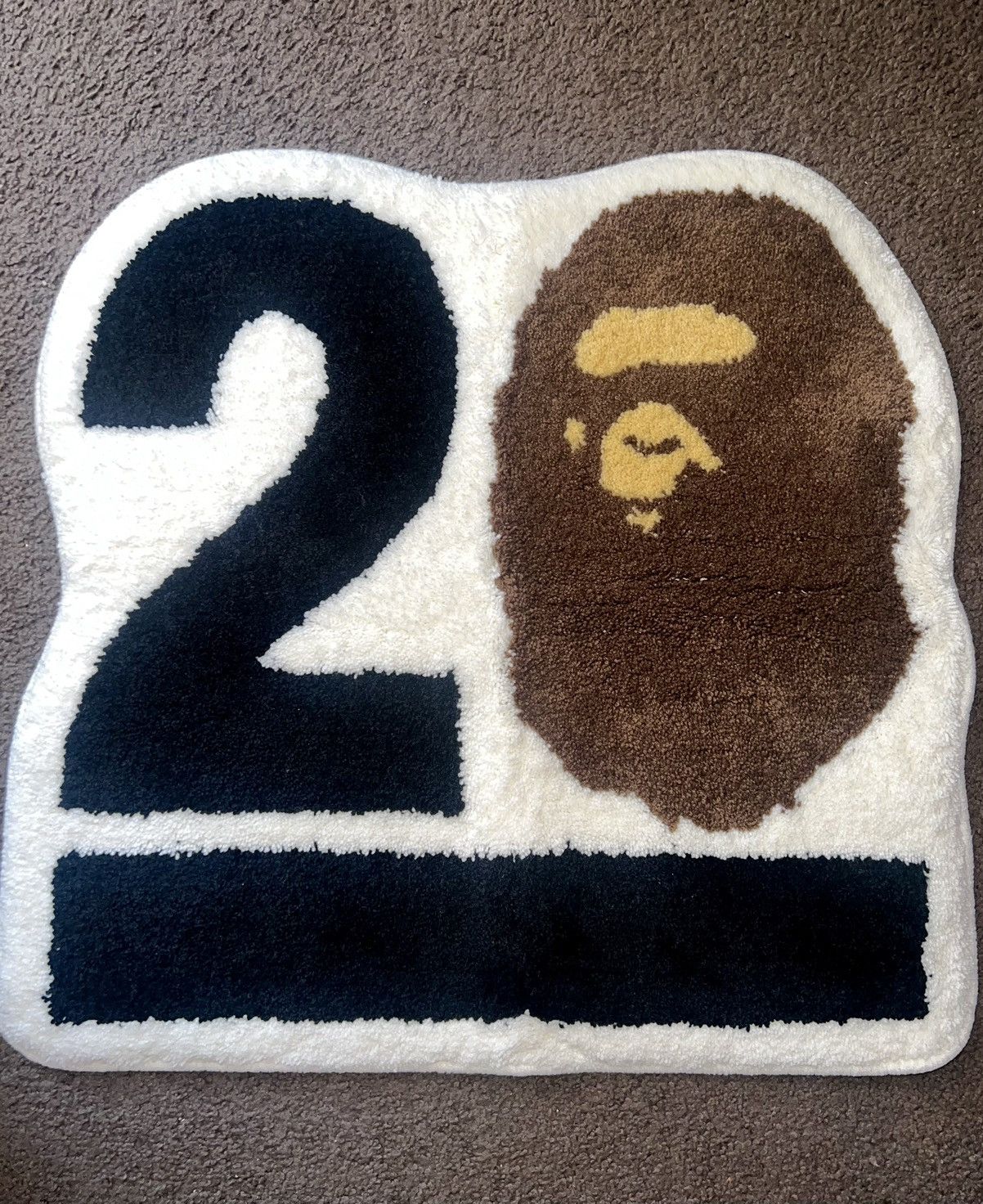 image of Bape Nw20 Ape Head Rug in White, Men's