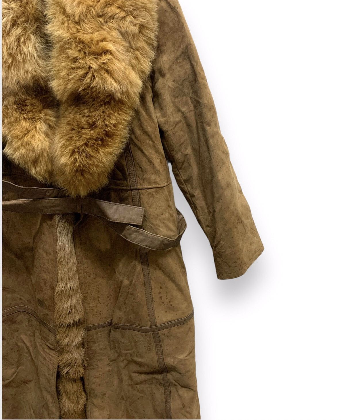 Leather Vintage Mink Fur Collar Leather Long Coat Size L Size US L / EU 52-54 / 3 - 8 Thumbnail