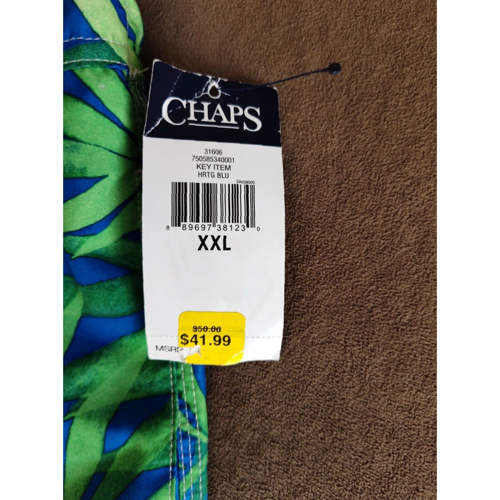 Chaps Chaps Mens Swim Trunks XXL Floral Print Board Shorts Lined NWT New Blue Beach Tropical Size US 39 - 6 Thumbnail