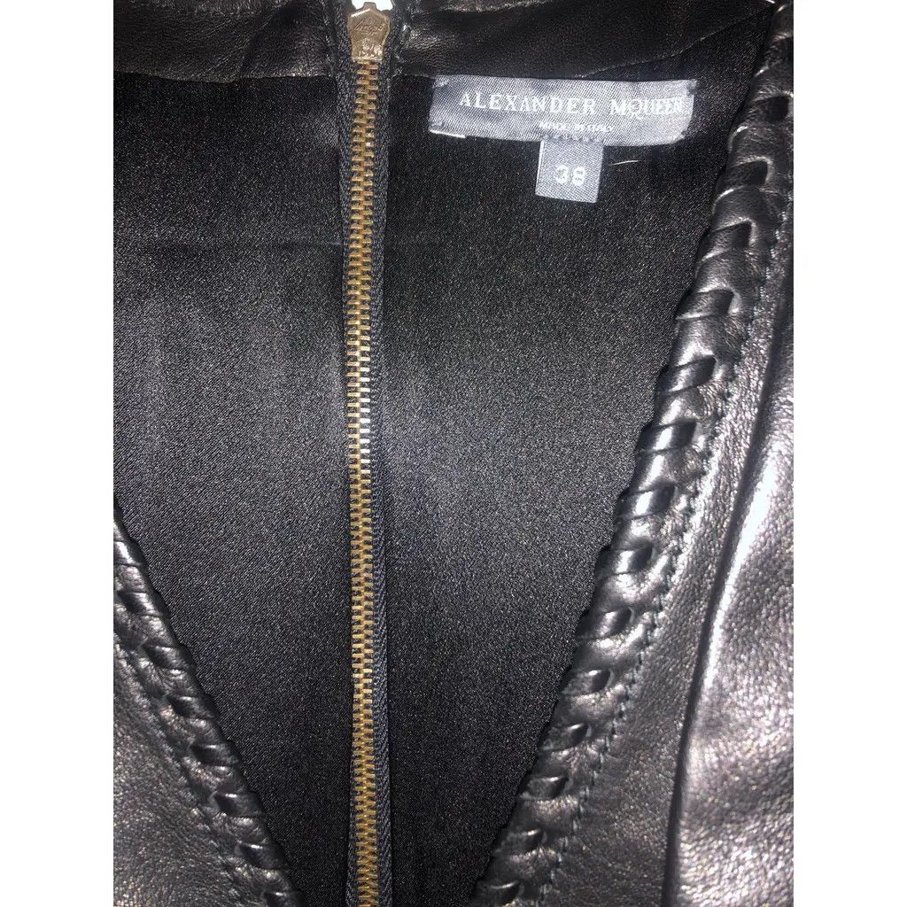 Alexander McQueen Buttery Leather Embellished Dress Size XS / US 0-2 / IT 36-38 - 5 Thumbnail