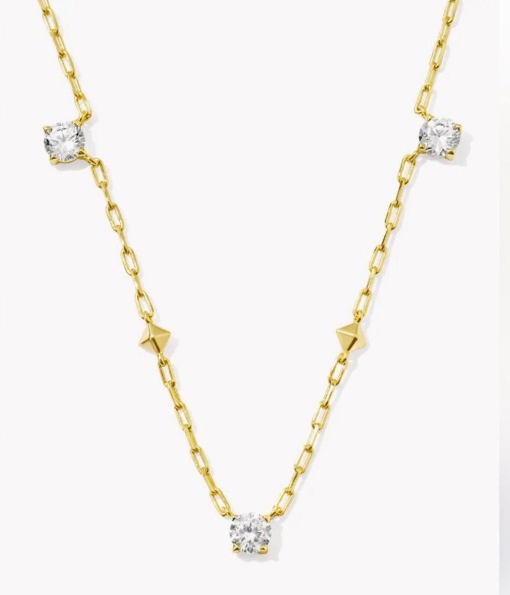 Kendra Scott NWT Kendra Scott Jada Gold Strand Necklace in White CZ Size ONE SIZE - 2 Thumbnail