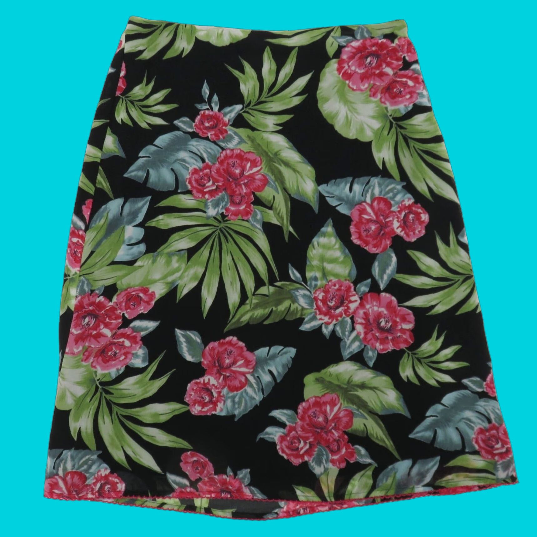 Vintage VINTAGE Nine & Company Petite 2P Black Floral Pencil Skirt Knee Length Women's Skirt, Lined, Zip Closure, Polyester, 90s Size 26" / US 2 / IT 38 - 1 Thumbnail