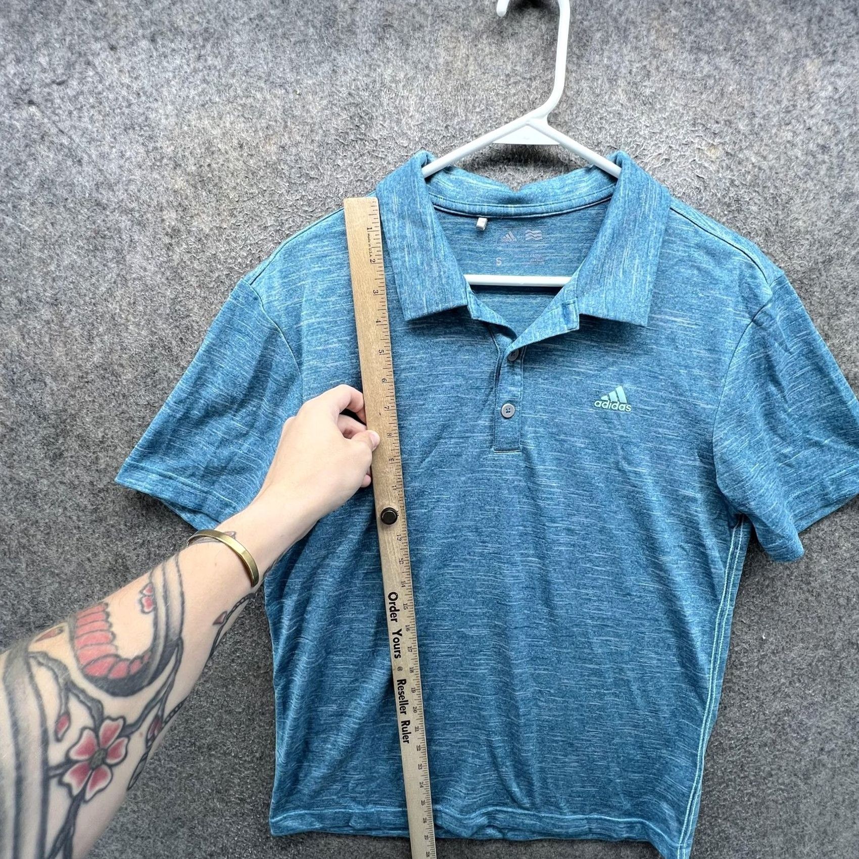 Adidas Adidas Golf Polo Shirt Mens Small Blue Heather Solid Performance Tagless Casual Shirt Size US S / EU 44-46 / 1 - 6 Thumbnail