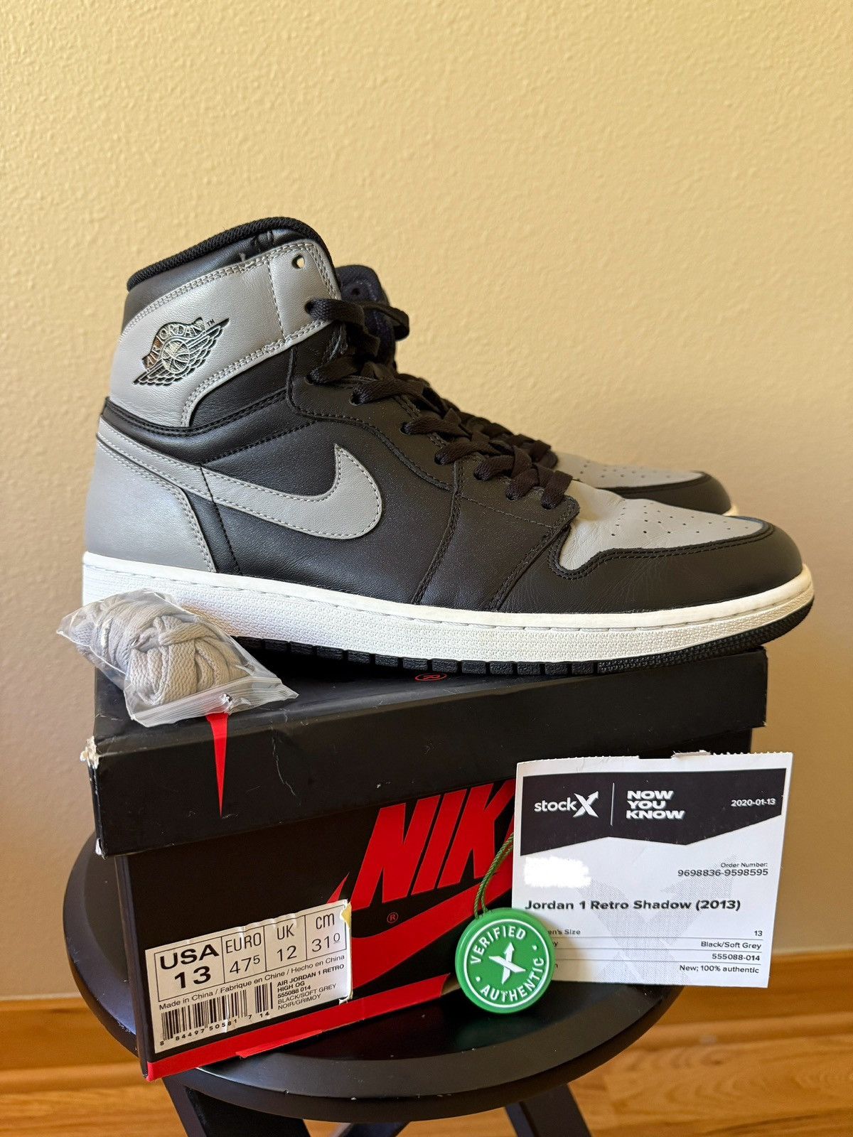 Jordan Brand × Nike Jordan 1 Retro High OG Shadow (2013 Release) Size US 13 / EU 46 - 1 Thumbnail