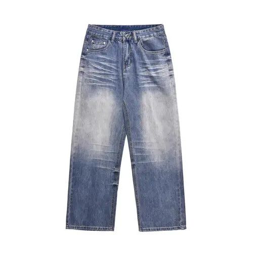 Japanese Brand VIBE Men's contrast straight oversize hip-hop wide-leg jeans Size US 32 / EU 48 - 7 Thumbnail