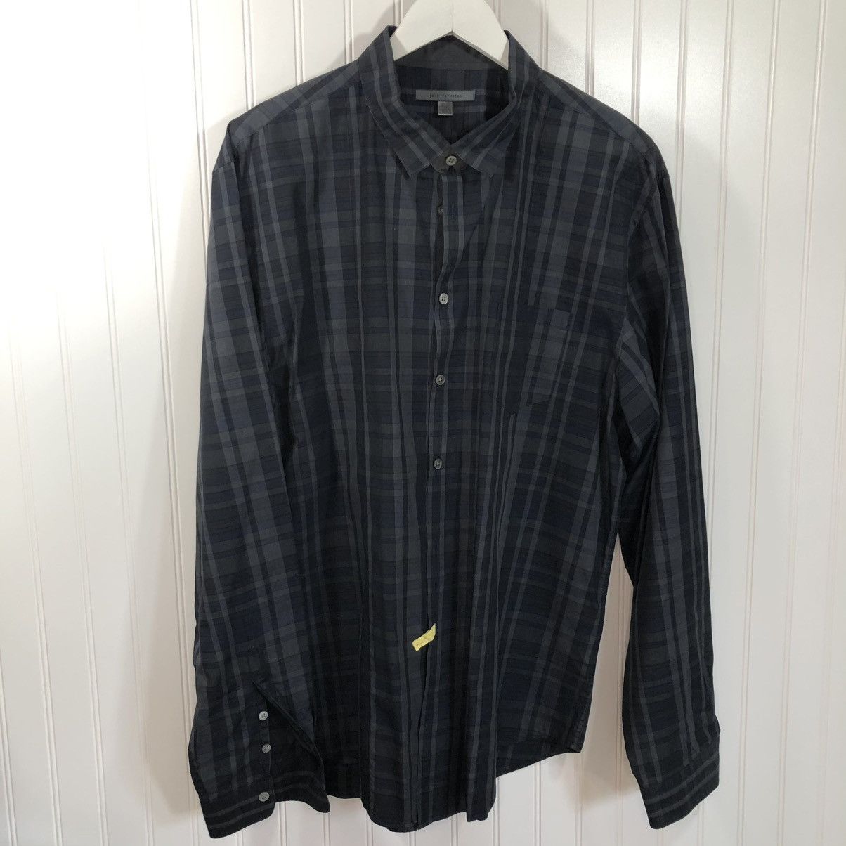 John Varvatos John Varvatos Plaid Slim Dress Shirt Grey XXL Size US XXL / EU 58 / 5 - 2 Thumbnail