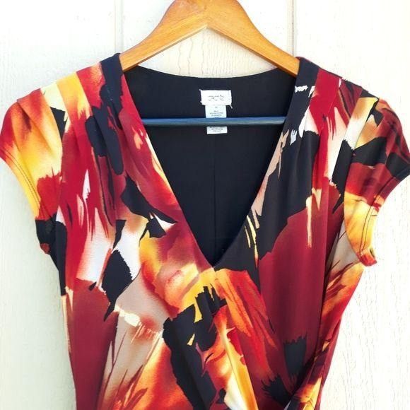 Other Vtg Cache Fiery Tropical Floral Mock Wrap Dress Sz M Stretch Size M / US 6-8 / IT 42-44 - 5 Thumbnail