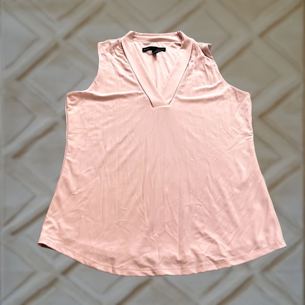 White House Black Market White House Black Market Blouse Shirt Womens M Pink V Neck Sleeveless Knit Stretch Size M / US 6-8 / IT 42-44 - 1 Thumbnail