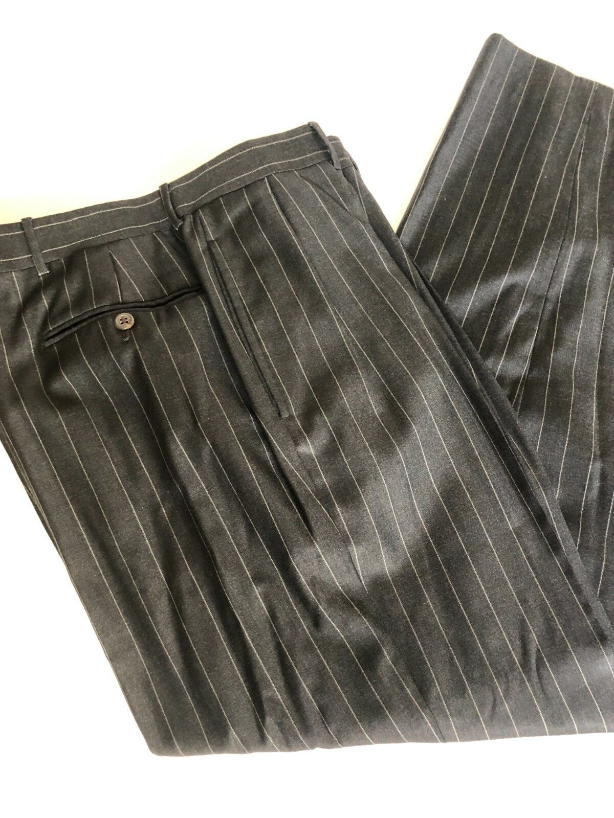 Polo Ralph Lauren Polo Ralph Lauren Grey Wide Stripe 3 Button Suit 40L W32 Size 40L - 6 Thumbnail