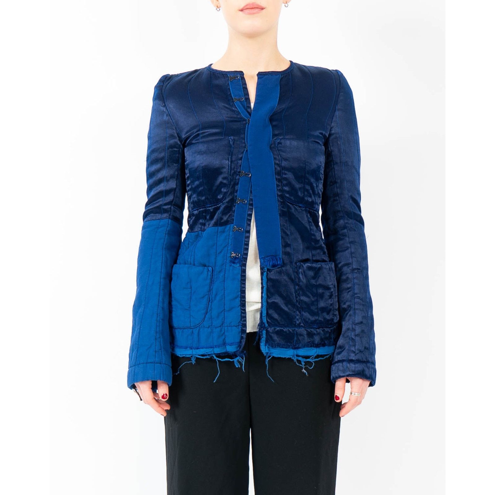 Haider Ackermann FW18 Blue Satin Distressed Jacket Size S / US 4 / IT 40 - 4 Thumbnail