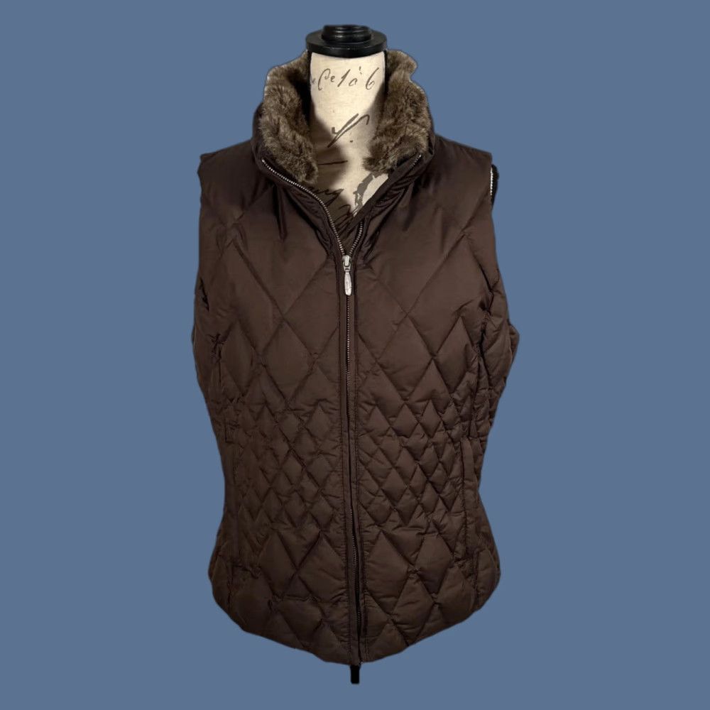 Eddie Bauer Eddie Bauer Vest Womens Large Quilted Goose Down Removab Faux Fur Collar Pockets Size L / US 10 / IT 46 - 1 Thumbnail
