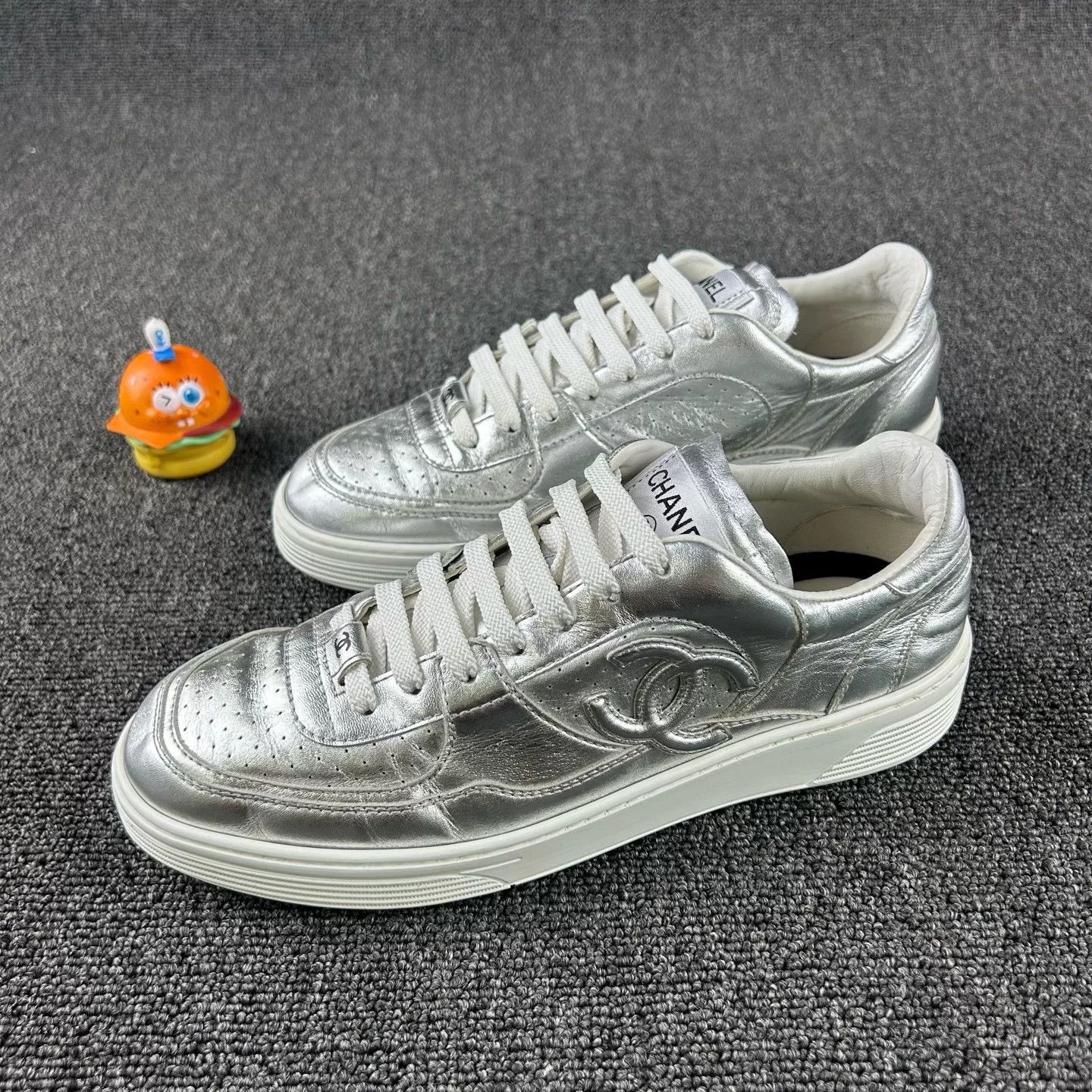 Chanel Chanel Silver Sneakers Size US 8 / IT 38 - 1 Thumbnail