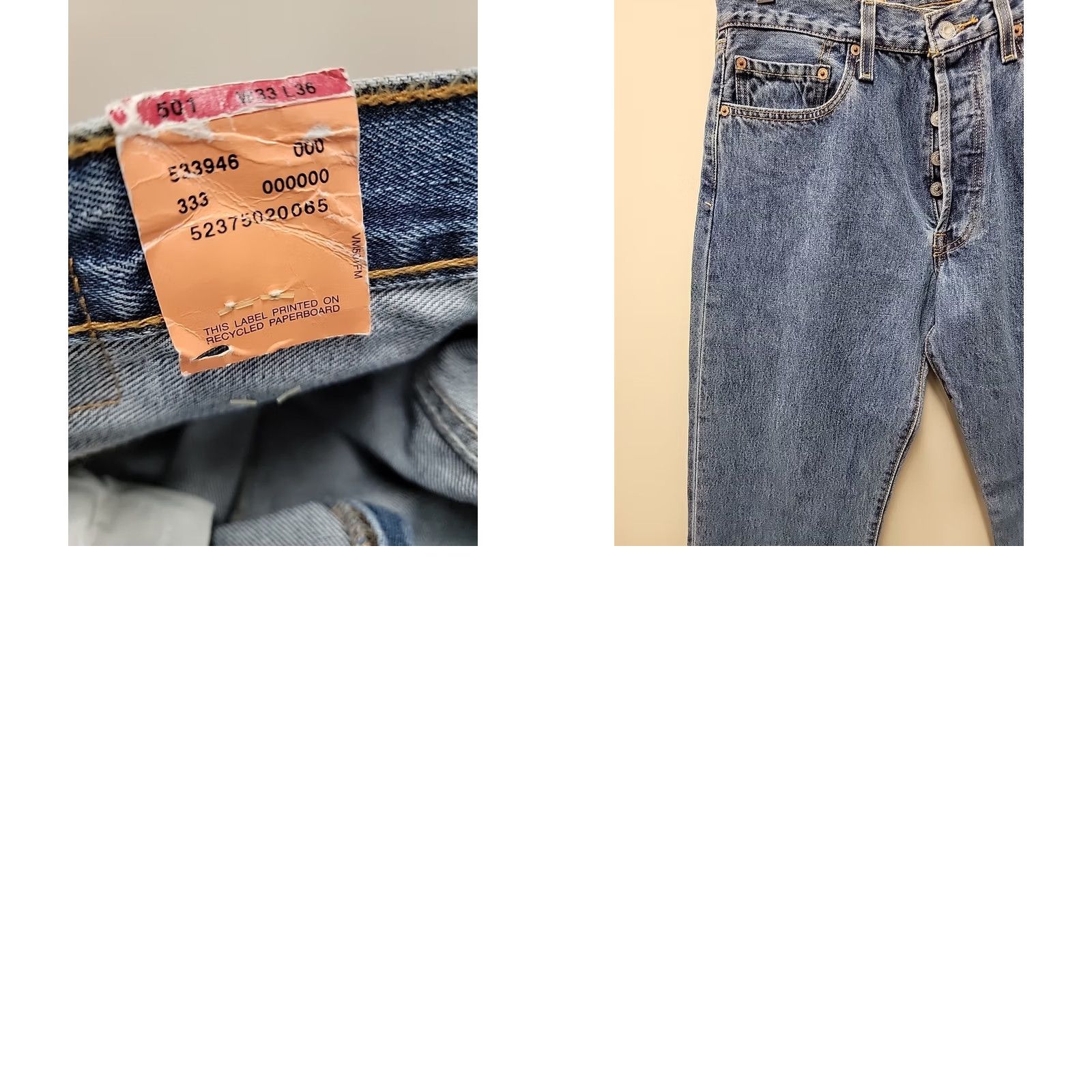 Levi's VINTAGE Levi's 501 Jeans Men 33x36 Blue Denim Straight 5-Pocket NWT Regular Cut Mid Rise Vintage Denim Jeans Mens Size US 33 - 10 Thumbnail