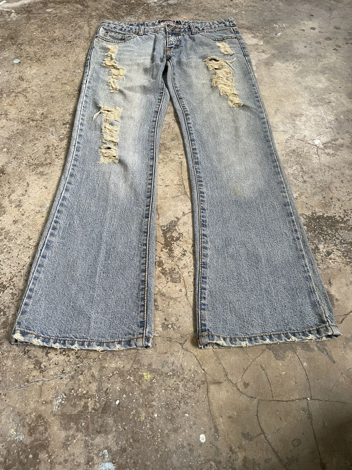 If Six Was Nine Japanese Brand Faded Distresse Flared Denim Jeans Pants Size US 32 / EU 48 - 2 Thumbnail