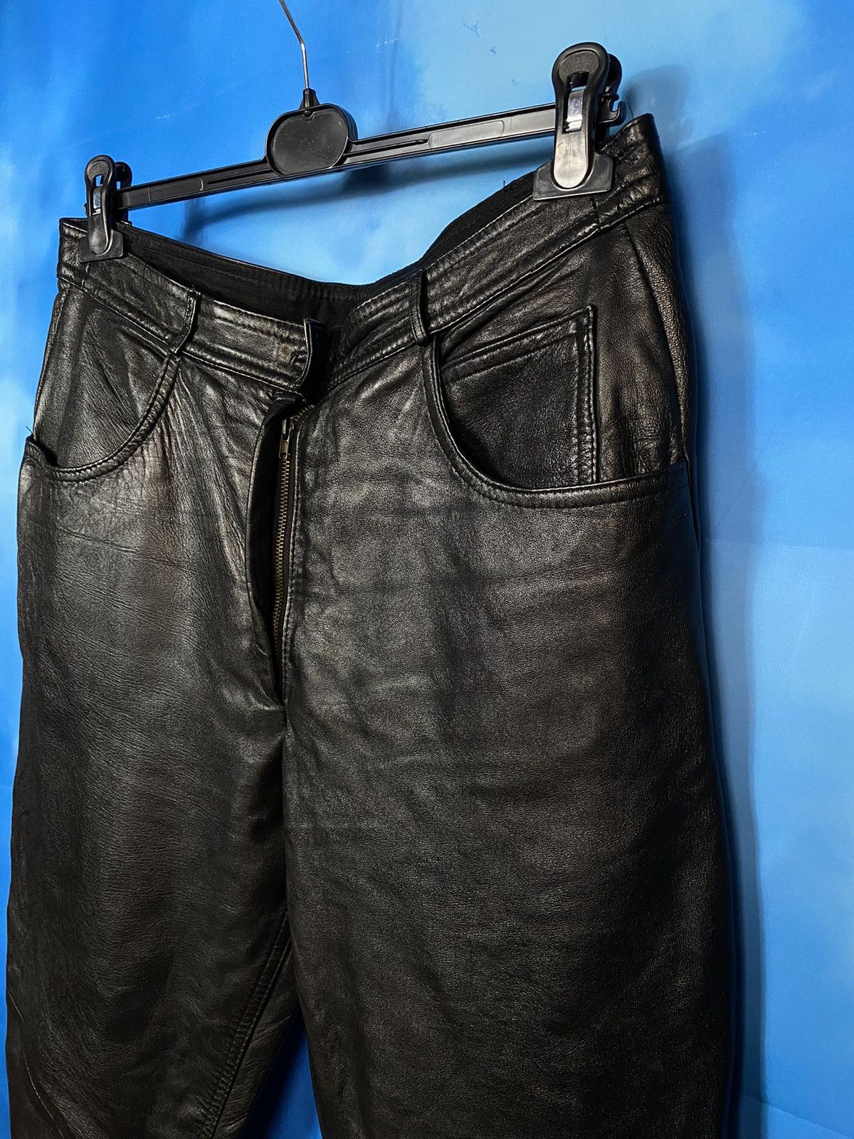 Japanese Brand × Leather × Vintage 🔥 VTG 80s LEATHER BIKER PANTS MCQUEEN STYLE Size US 33 - 4 Thumbnail