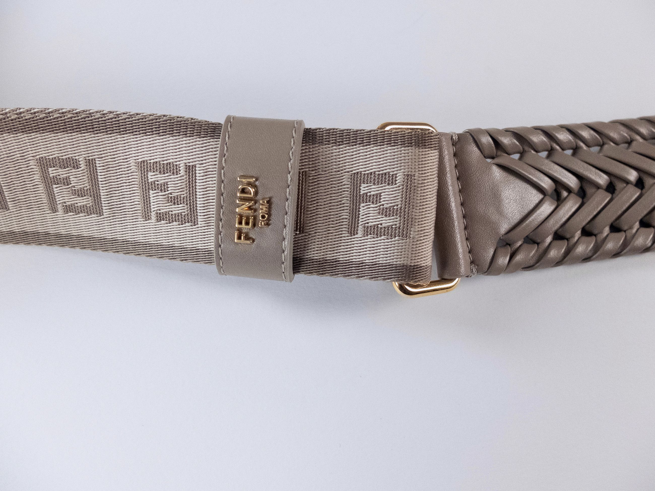Fendi FENDI Strap You gray leather & canvas bag strap Size ONE SIZE - 5 Thumbnail