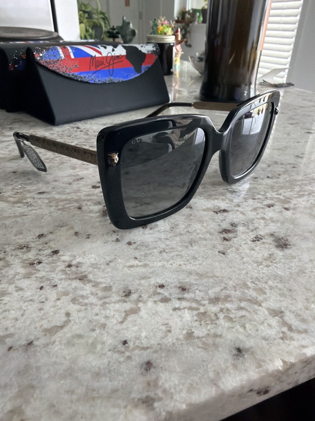 Gucci Gucci GG0216S 001 Oversized Square Sunglasses — Black Size ONE SIZE - 7 Thumbnail