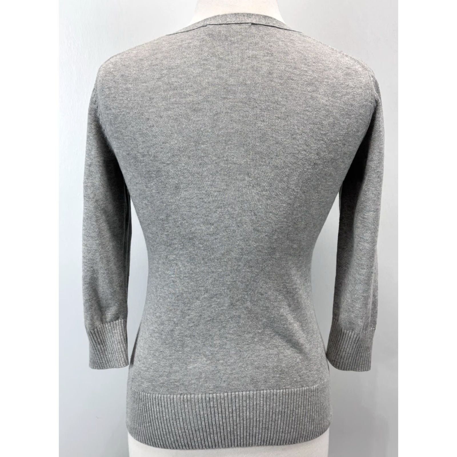Vintage The Limited Grey Argyle Cardigan Sweater Women's Small Stretch Y2K 3/4 Sleeve Size S / US 4 / IT 40 - 3 Thumbnail