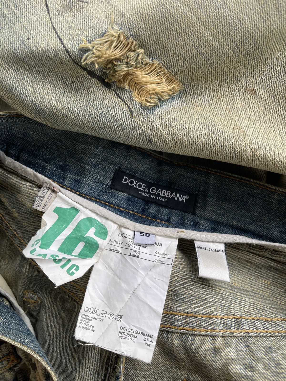 Dolce & Gabbana D&G Paint Splatted Distressed Pattern Denim Size US 35 - 17 Thumbnail