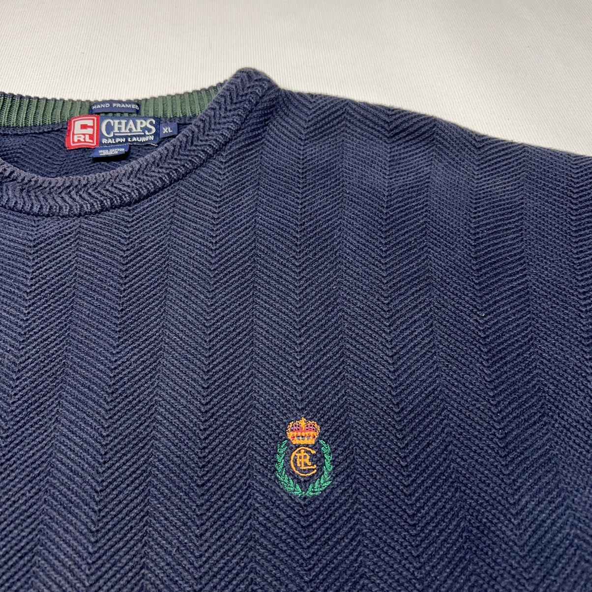 Chaps Ralph Lauren × Ralph Lauren × Vintage VTG Chaps Ralph Lauren Sweater Navy Blue Hand Framed Knit Size US XL / EU 56 / 4 - 3 Thumbnail