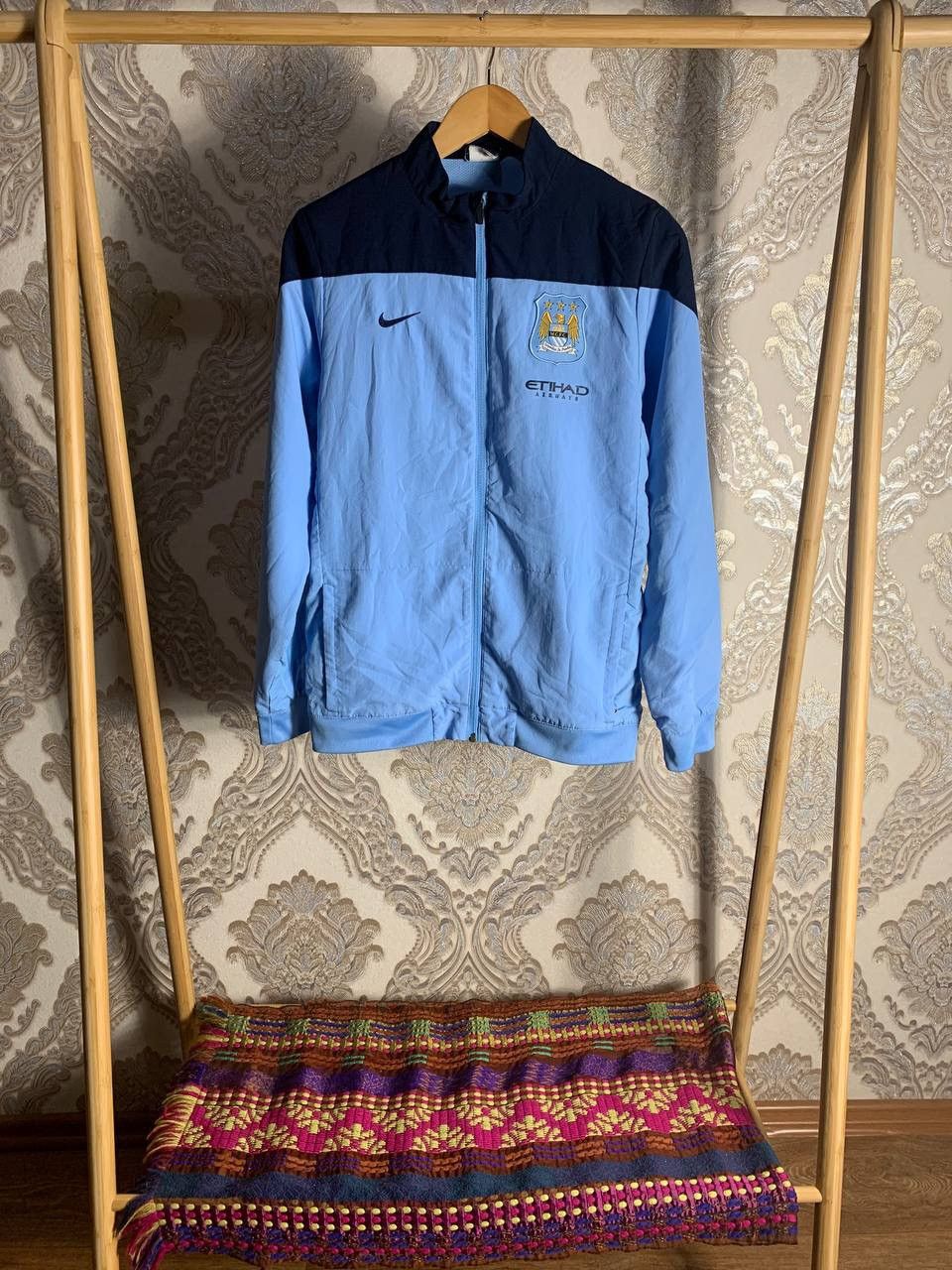 Pre-owned Nike X Vintage Very Nike Fc Manchester City England Soccer Jacket Y2k In Blue