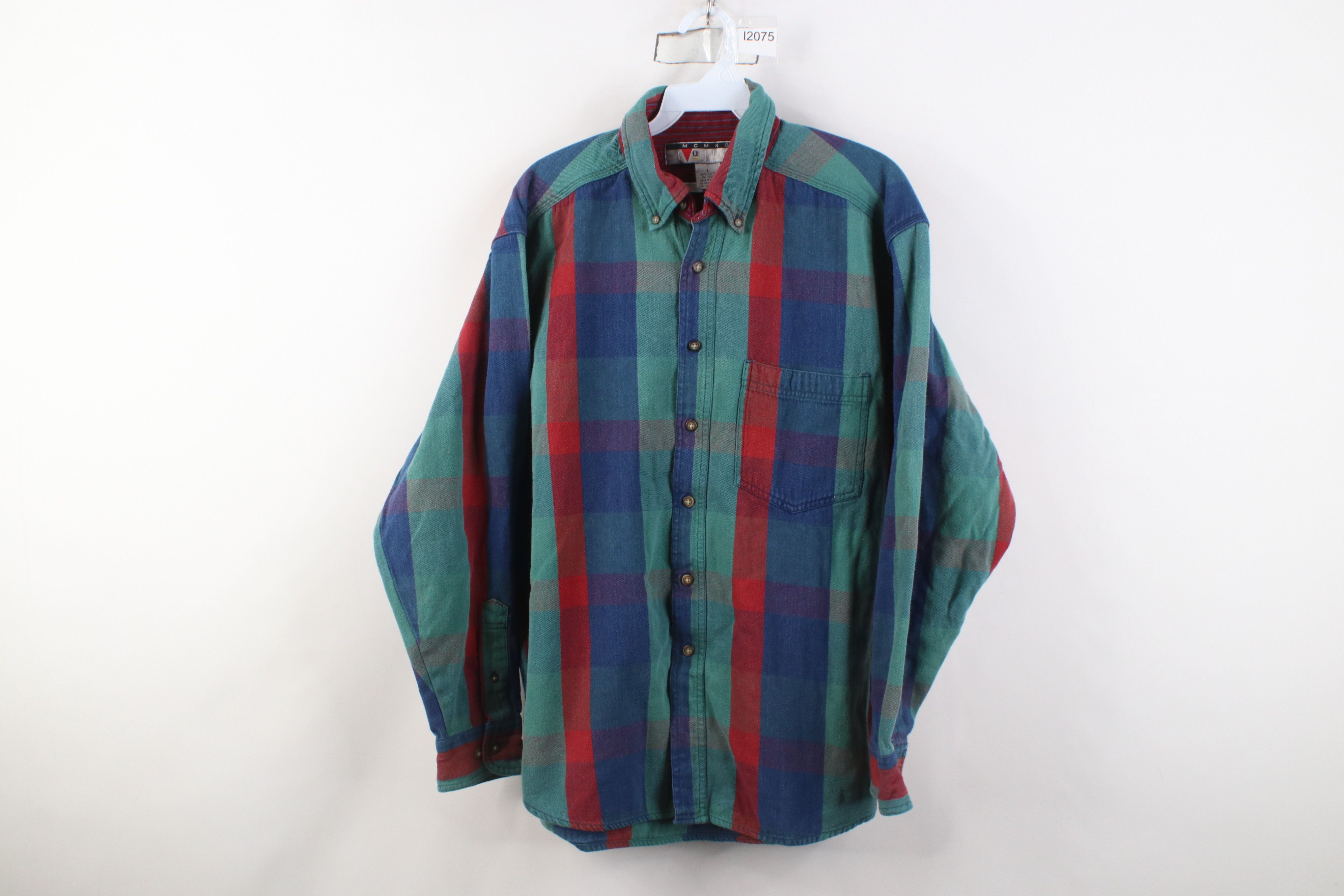 Vintage Vintage 90s Streetwear Flannel Collared Button Down Shirt Size US L / EU 52-54 / 3 - 1 Thumbnail