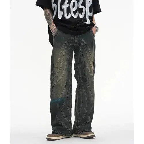 Japanese Brand Circle Striped Straight Jeans Size US 32 / EU 48 - 1 Thumbnail