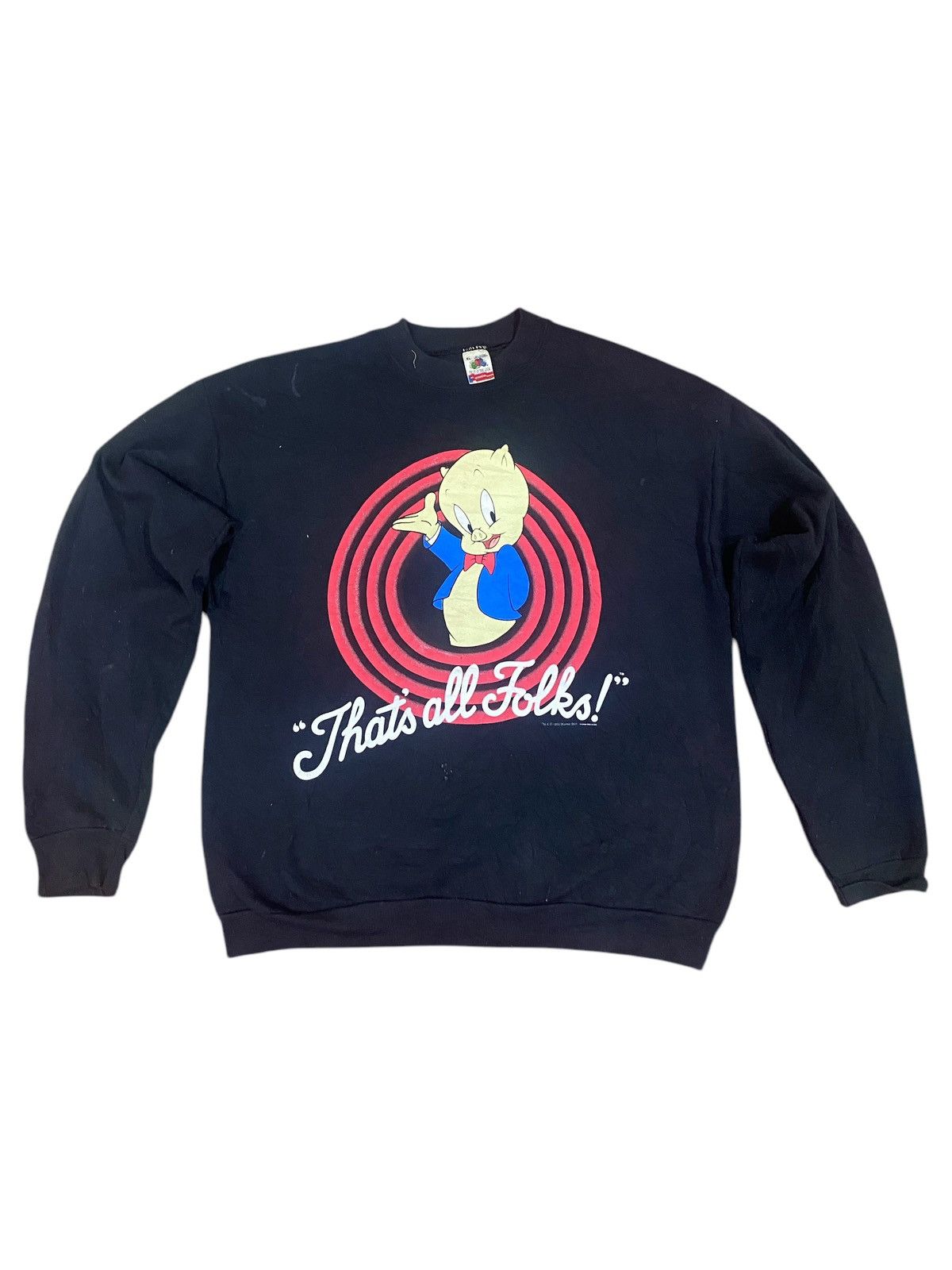 Fruit Of The Loom × Vintage × Warner Bros Vintage 1993 Looney Tunes Porky Pig Crewneck Sweatshirt Size US XL / EU 56 / 4 - 1 Thumbnail