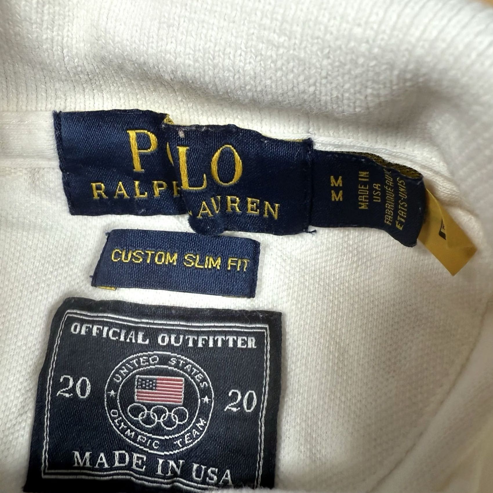 Ralph Lauren VINTAGE Polo Ralph Lauren Shirt Mens Medium Slim White Blue Red Tipped Olympic Team 2020 Mens Size US M / EU 48-50 / 2 - 5 Thumbnail