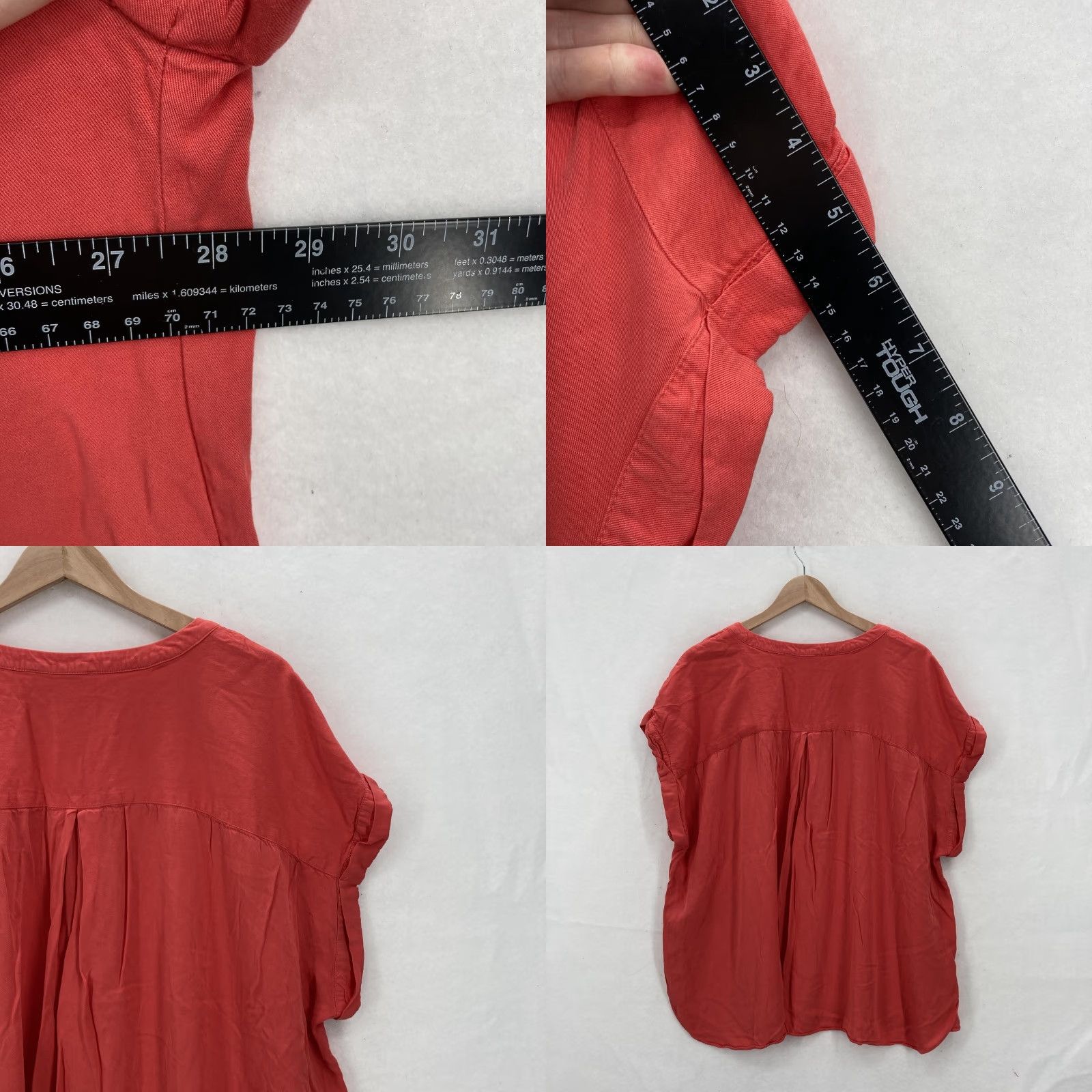 Vintage ROSE + OLIVE Shirt Womens 2X Red Henley Short Sleeve Rayon Flowy Tunic Blouse Size XXL / US 16-18 / IT 52-54 - 8 Thumbnail