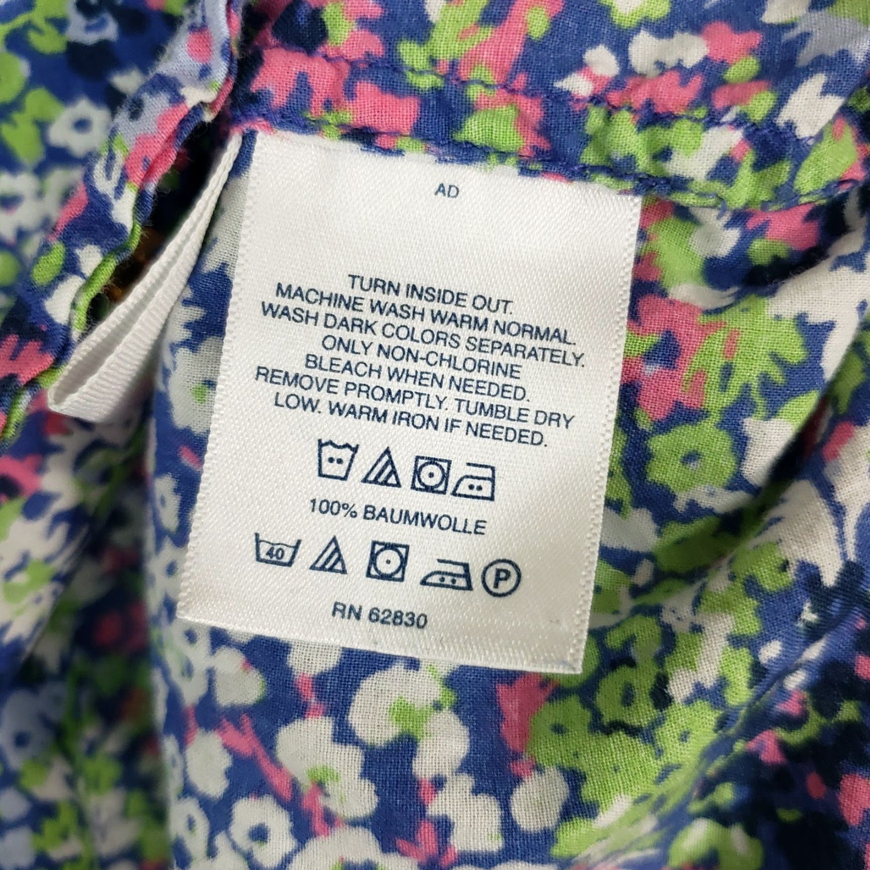 Lands' End Lands' End Womens Blouse Shirt 3/4 Sleeve Cotton Floral Pink Blue Size 10 Womens Size L / US 10 / IT 46 - 5 Thumbnail