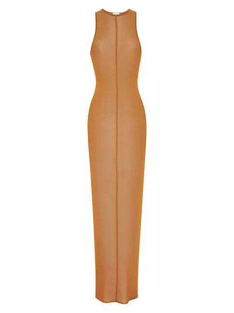 Saint Laurent Paris o1s1wg111024 Tank Top Maxi Dress in Brown Size XS / US 0-2 / IT 36-38 - 1 Thumbnail