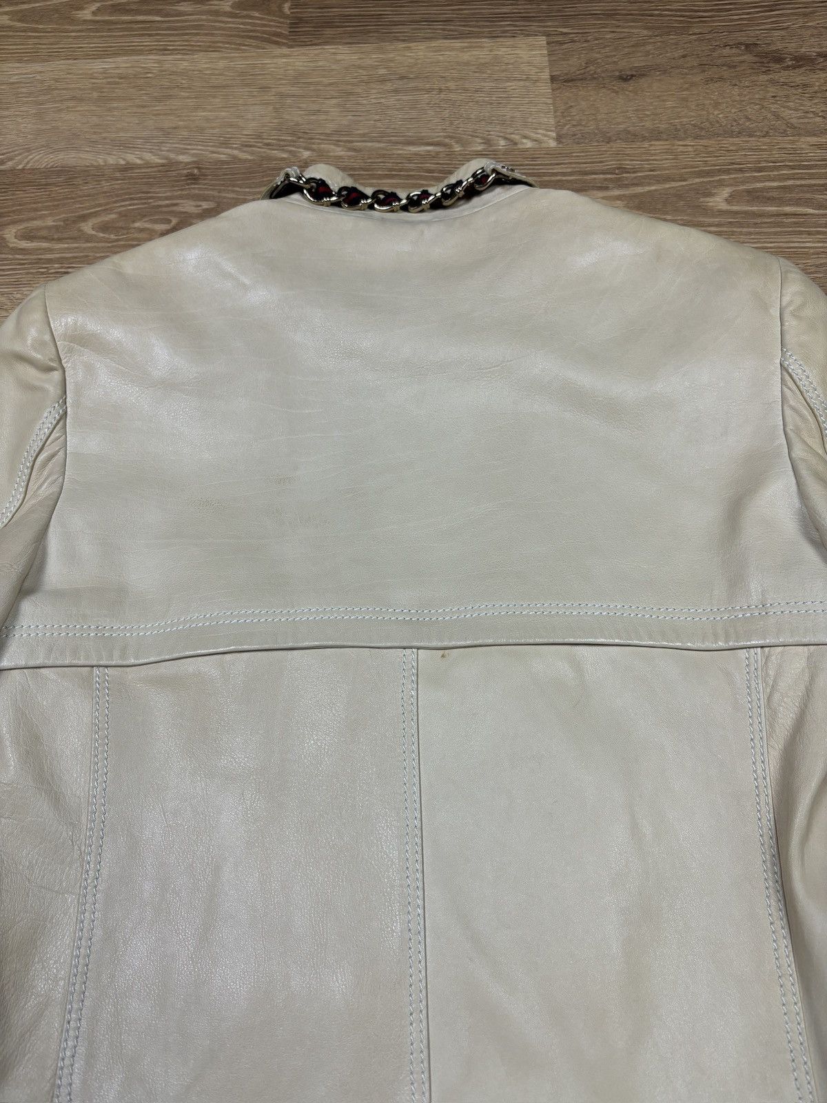 Gucci Gucci 2000s Cream Leather Coat Size S / US 4 / IT 40 - 14 Thumbnail
