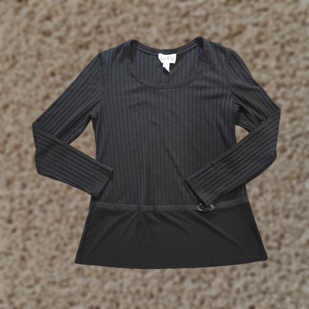 Joseph Ribkoff Joseph Ribkoff Sweater Womens Size 14 Black Ribbed Long Sleeve Capsule Minimal Pullover Knit Round Neck Casual Regular Womens (Sweater) Size XL / US 12-14 / IT 48-50 - 1 Thumbnail