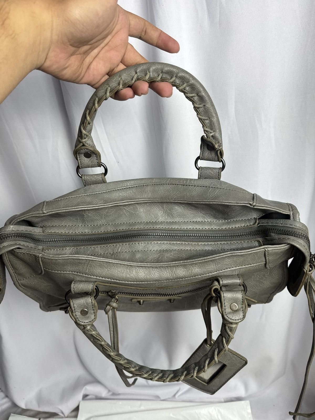 Vintage Leather Bags City Grey Size ONE SIZE - 6 Thumbnail