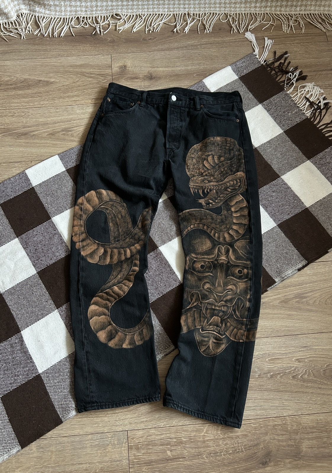 Levi's Levis Custom Painted Art Omni-maska x snake jeans 🐍 Size US 32 / EU 48 - 1 Thumbnail