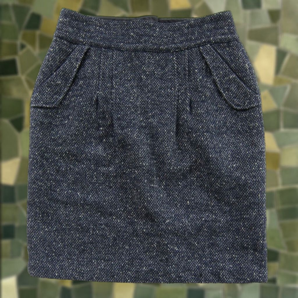 Vintage CAbi Wool Blue Tweed Pocket Straight Pencil Work Classic Skirt Women Size 8 Size 30" / US 8 / IT 44 - 1 Thumbnail