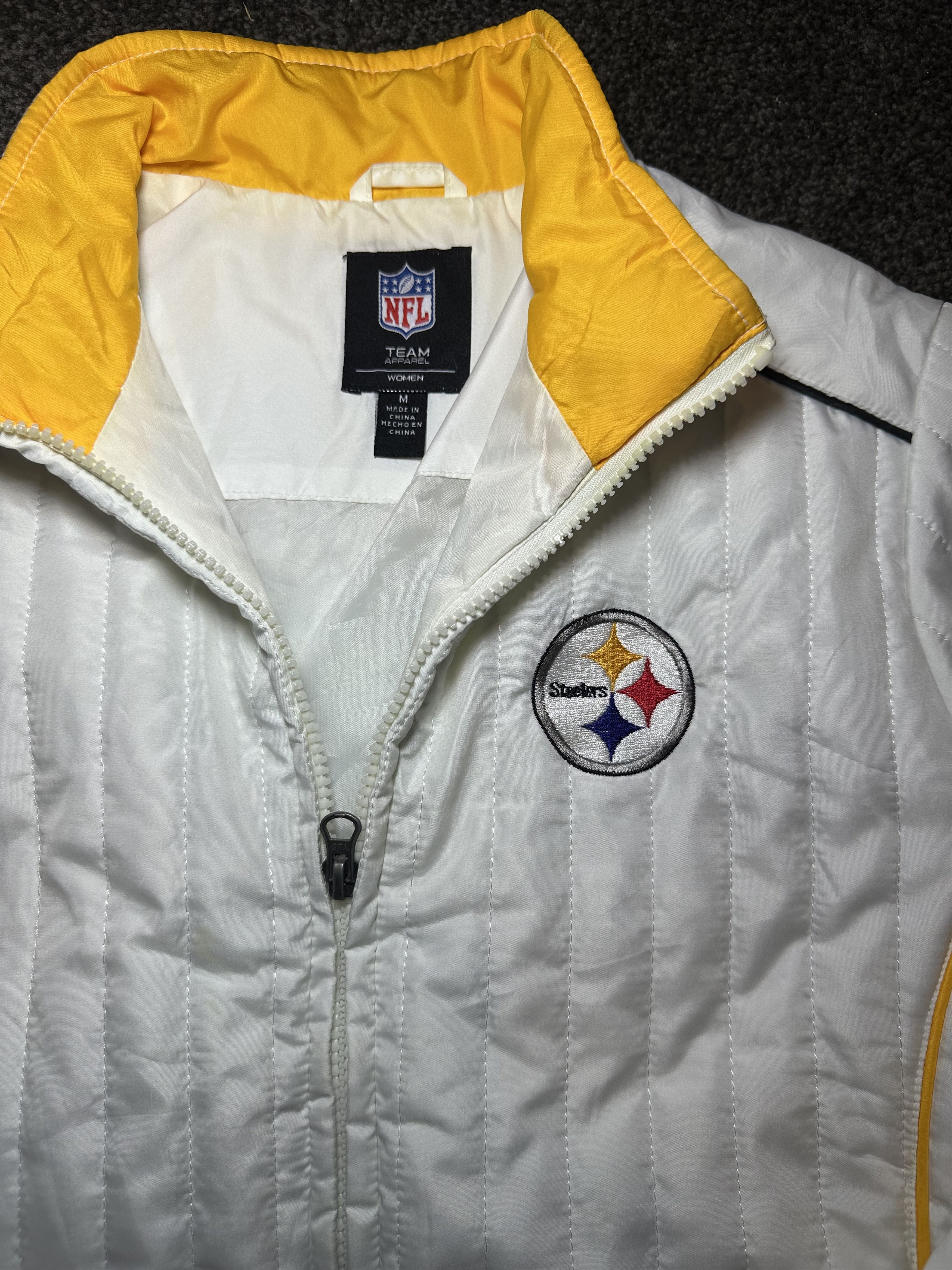 NFL Vintage 2010s Pittsburgh Steelers White Quilted Jacket Size M / US 6-8 / IT 42-44 - 3 Thumbnail