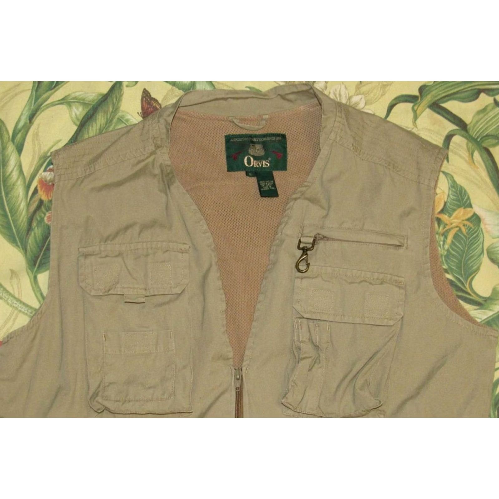Orvis VINTAGE ORVIS Khaki Cotton Fishing Vest Large Mens Size US L / EU 52-54 / 3 - 2 Thumbnail