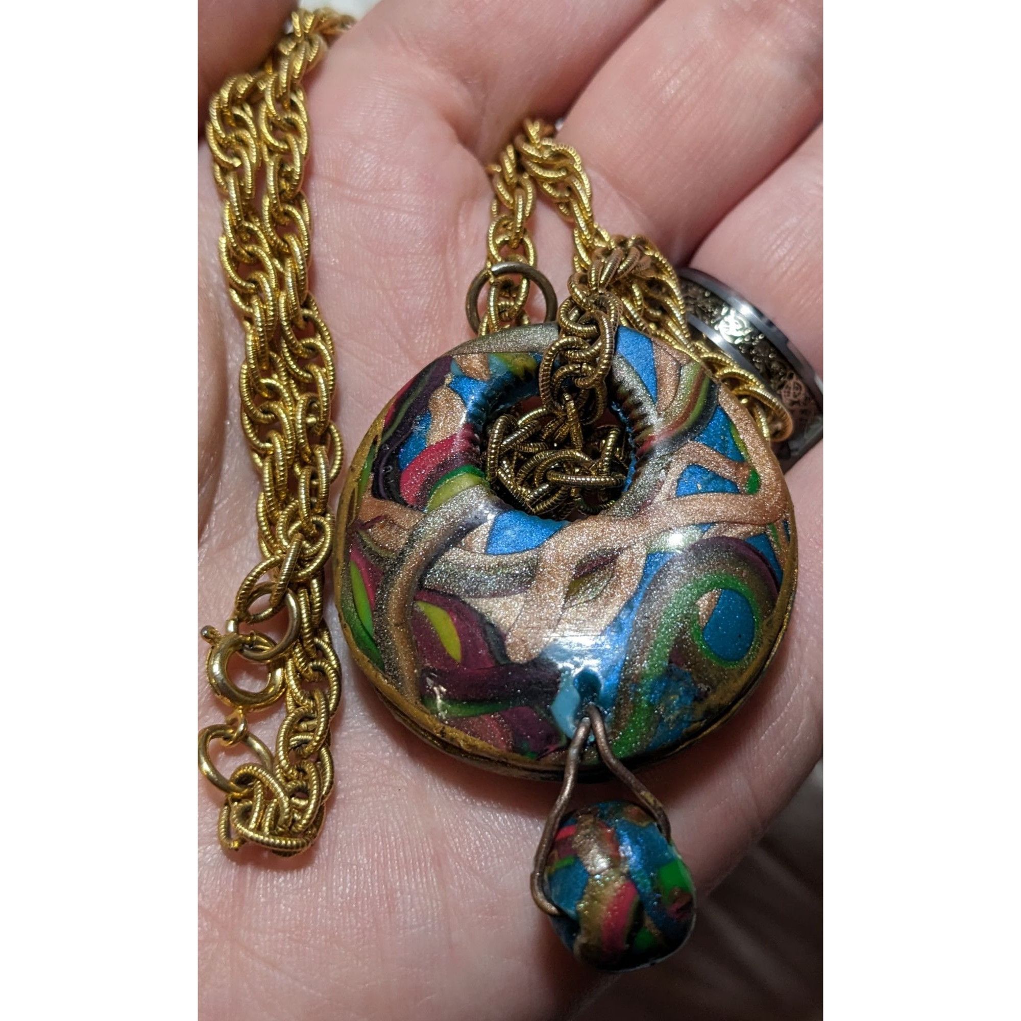 Other Handmade Abstract Rainbow Squiggle Pendant Necklace Size ONE SIZE - 8 Thumbnail