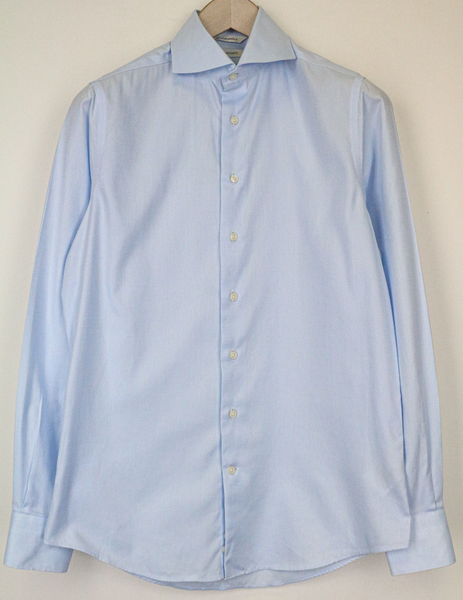 Suitsupply 37/14 1/2 Slim Fit Blue Cotton Button-Up Shirt 79361 Size 38R - 1 Thumbnail