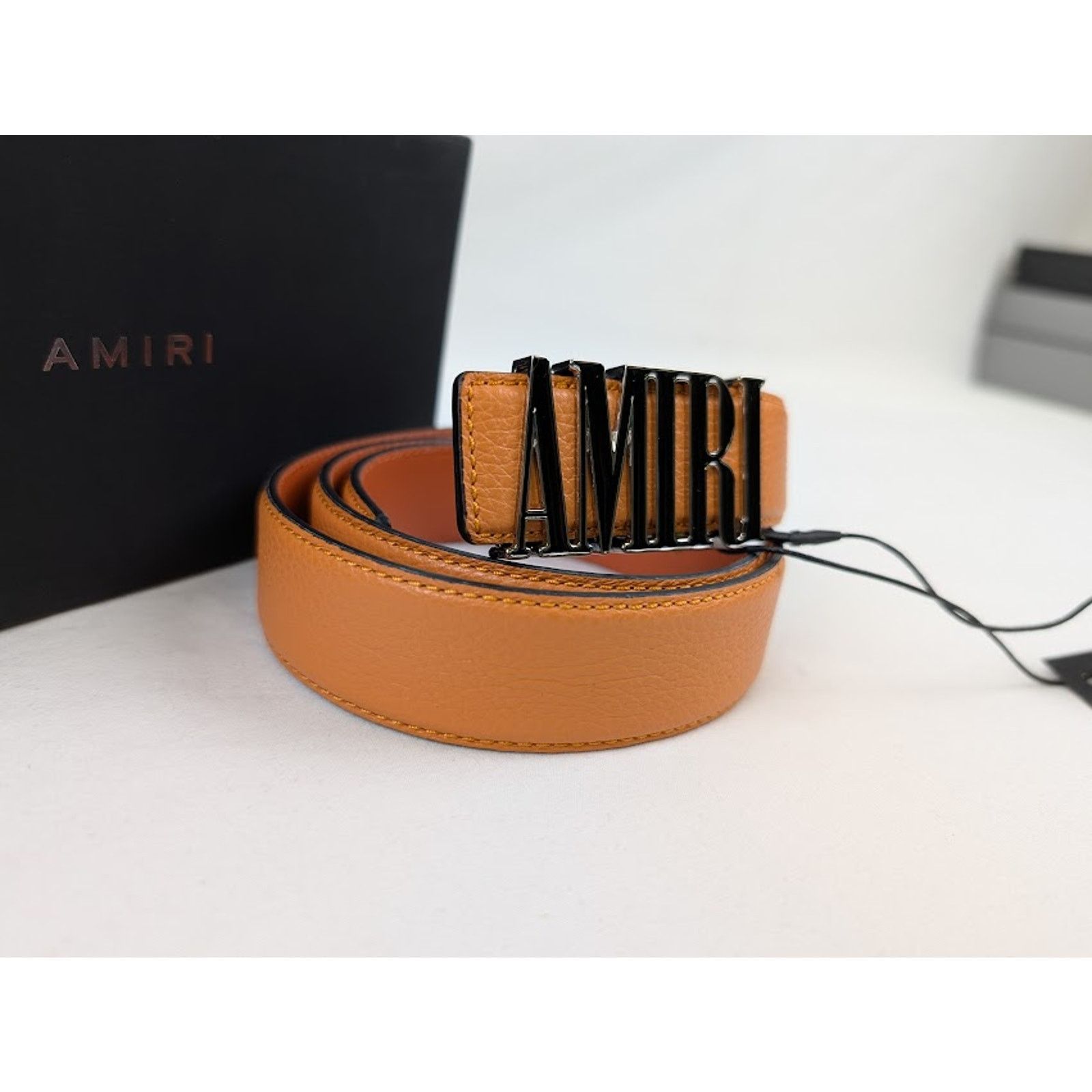 Amiri o1rshd1 Size: 90 / Pebbled Amiri Belt in Orange Size 36 - 3 Thumbnail
