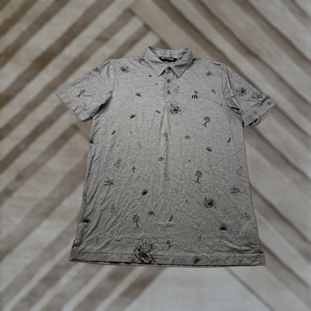 TravisMathew Travis Mathew Polo Golf Skull Gray Ice Breaker Palm Tree Men's Medium Size US M / EU 48-50 / 2 - 1 Thumbnail