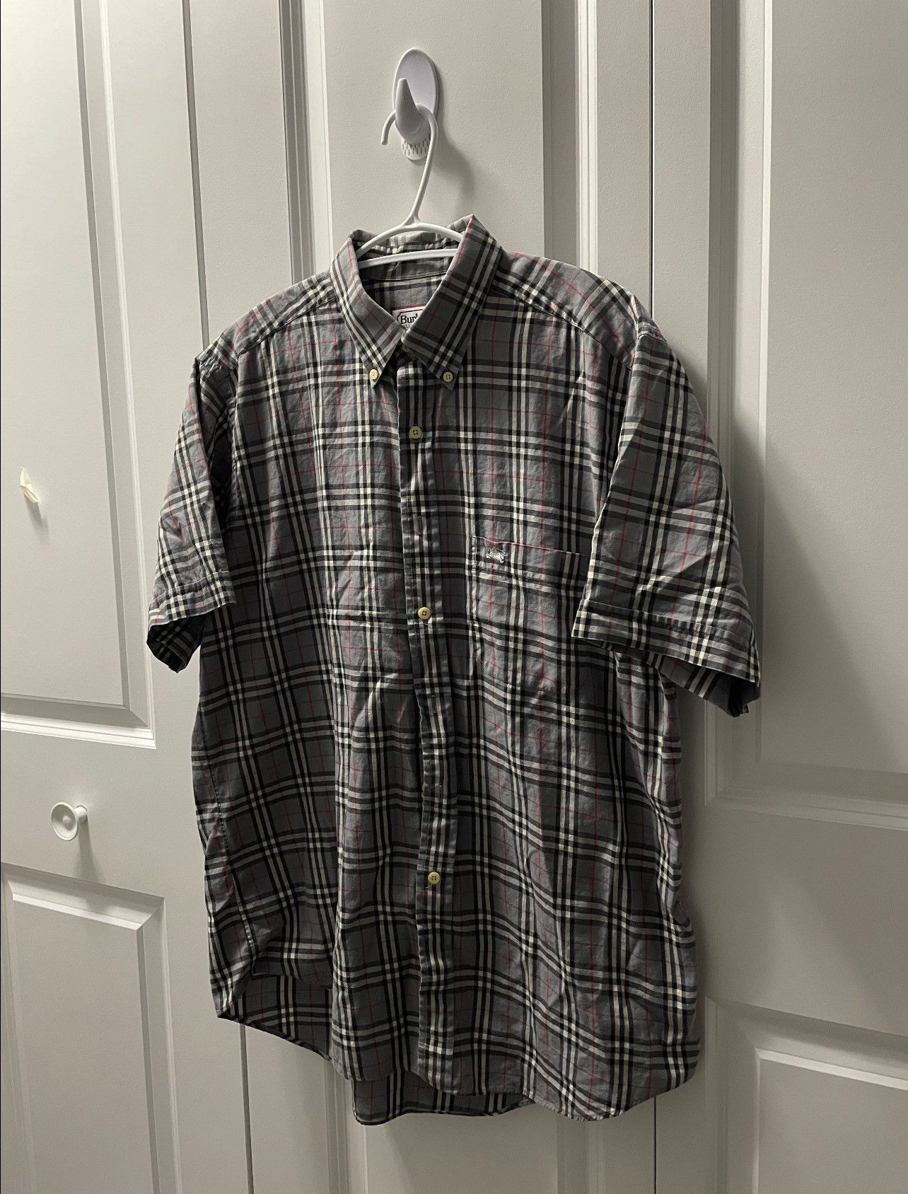 image of Vintage Burberry - S/s - Mens in Blue Plaid (Size Large)