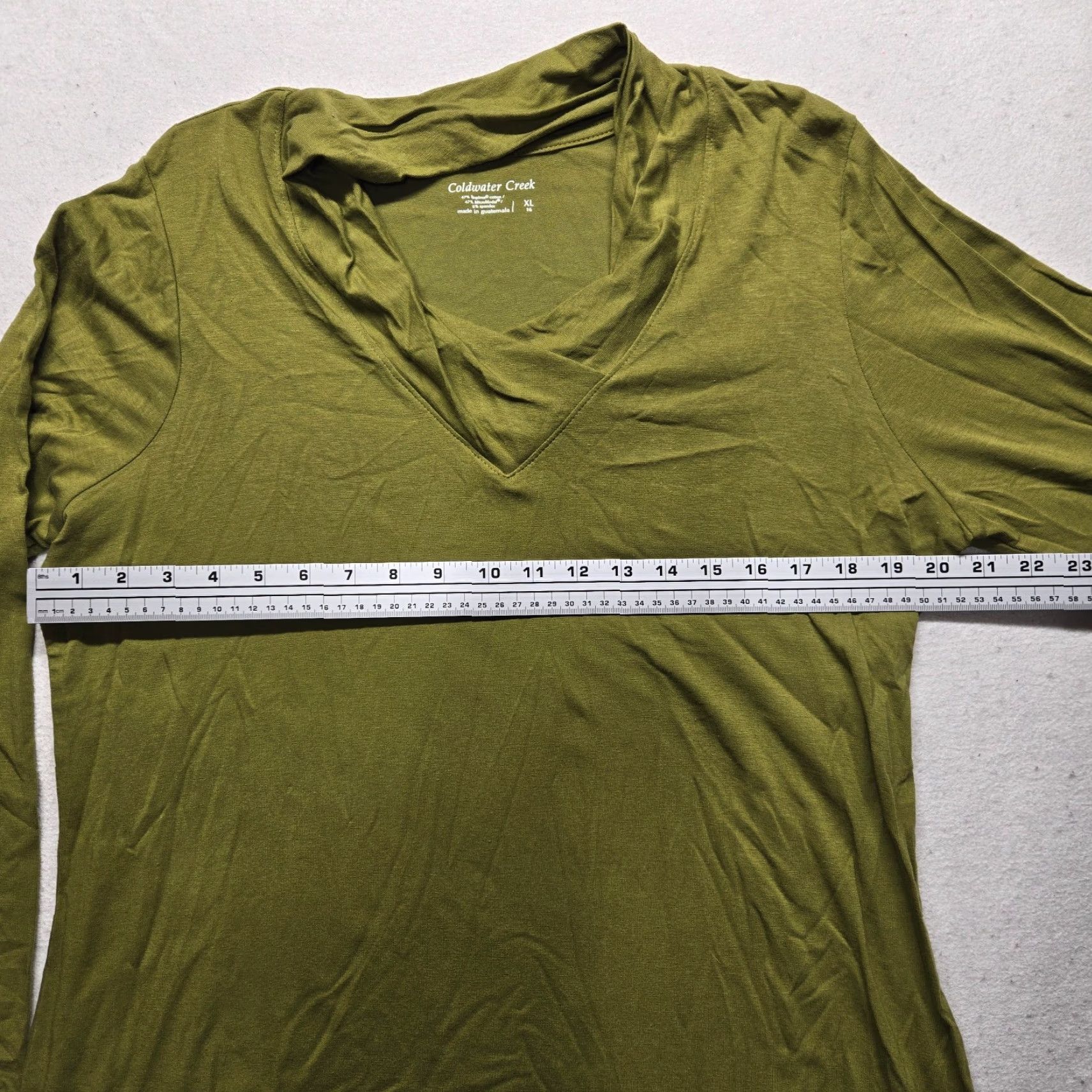 Coldwater Creek Coldwater Creek Shirt Solid Green Long Sleeve V-Neck Lightweight Pullover XL Women’s Size XL / US 12-14 / IT 48-50 - 3 Thumbnail